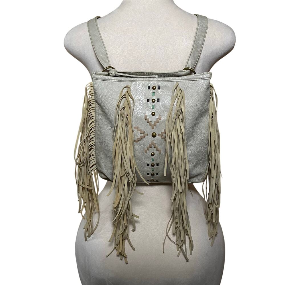 Boho Chic Coastal Cowgirl Americana Rodeo Leather Fringe Backpack/Crossbody Bag